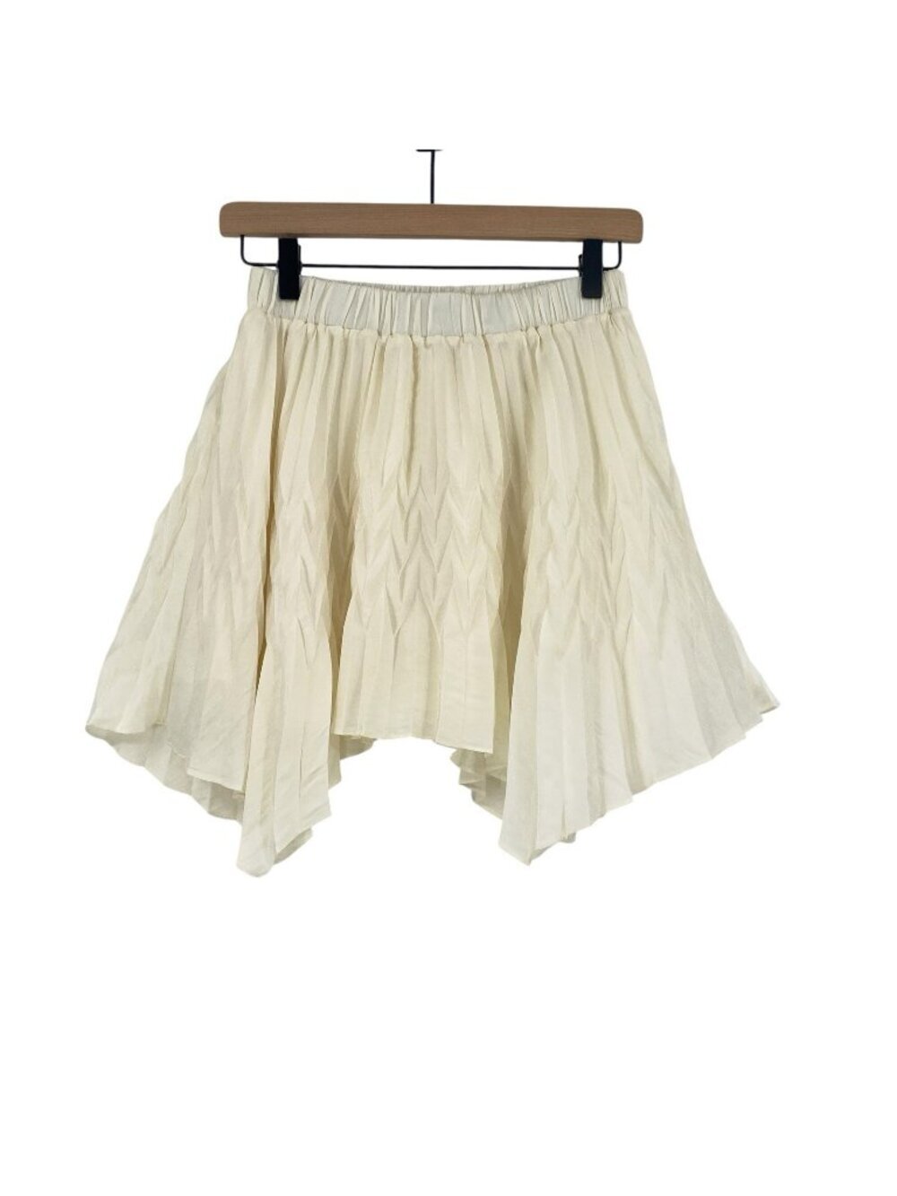 Ramy Brook Women’s XS White Ivory Satin Asymmetrical Mini Skirt Crinkle Pleats